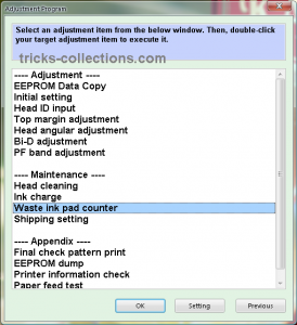 adjustment program TX100 2