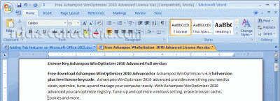 Tab features on Microsoft Office 2007