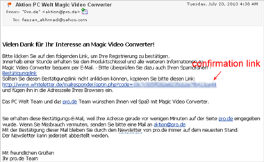 Confirmation link Magic Video Converter 12