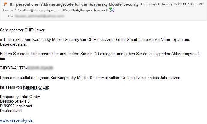 kaspersky mobile security free license key