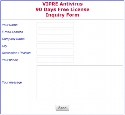 vipre antivirus registration form