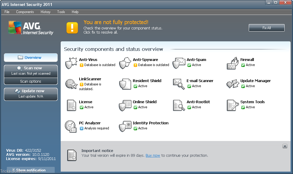 antivirus anit spyware 2011 license key price download