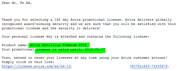 Serial Key For Avira Antivirus Premium 2012