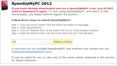 Uniblue SpeedUpMyPC 2012 Serial Number