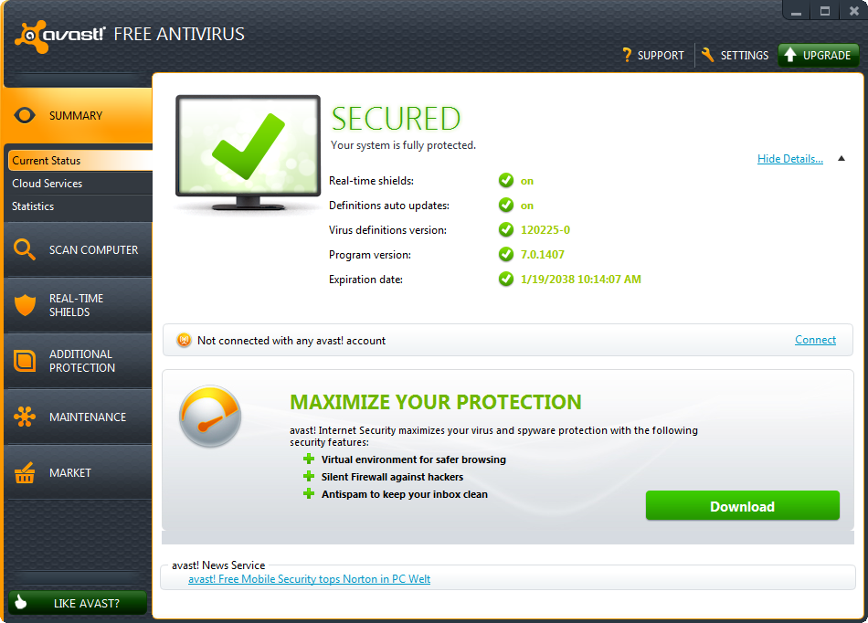archivo de licencia de avast star antivirus 7 descarga gratuita el próximo año