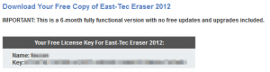 East-Tec Eraser 2012 License Key