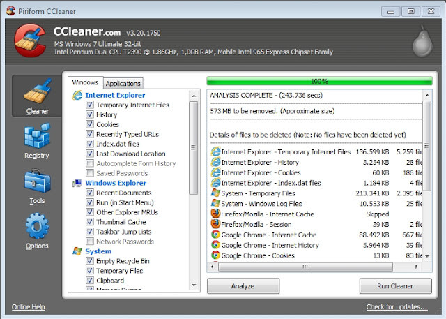 CCleaner v3.21 - Reliable Computer Cleaners