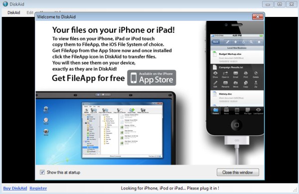 Transfers Files to Apps on iPhone, iPad or iTouch with DiskAid
