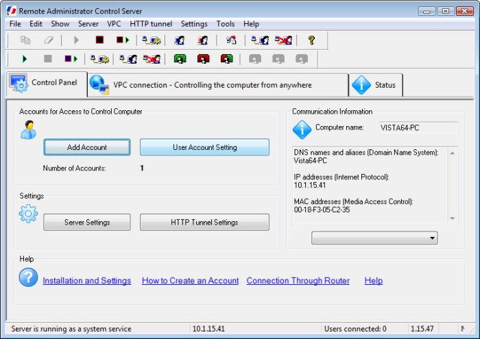 Remote Administrator Control Software - Server