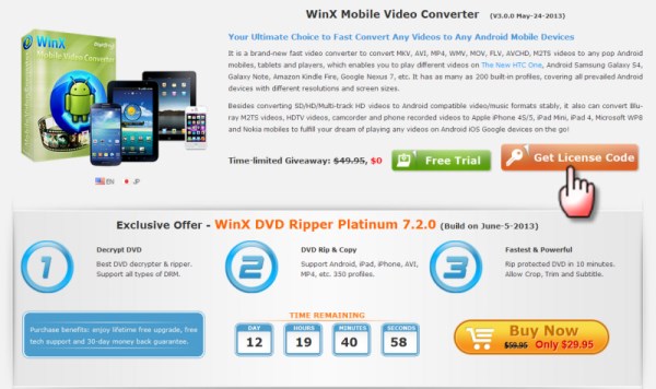 Download WinX Mobile Video Converter with Free License Code