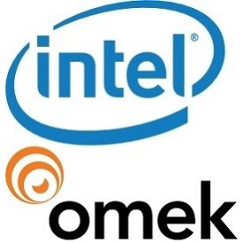 intel logo and omek