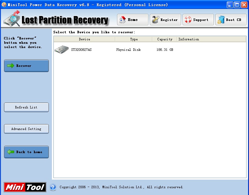 Lost partition recovery