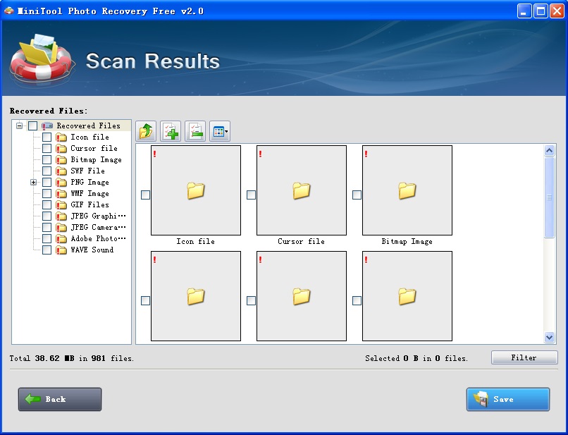 scan results - MiniTool Photo Recovery 2.0