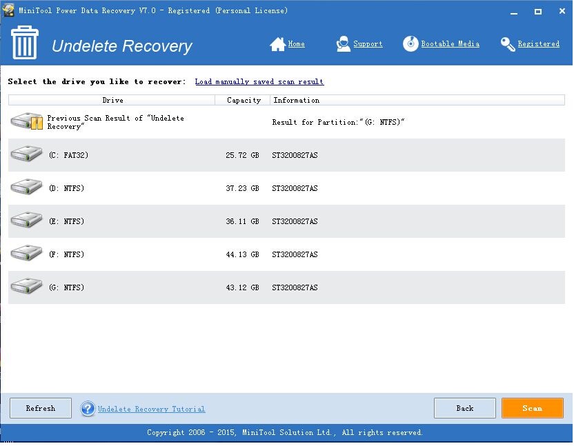 Undelete Recovery - MiniTool Power Data Recovery 7.0 Personal